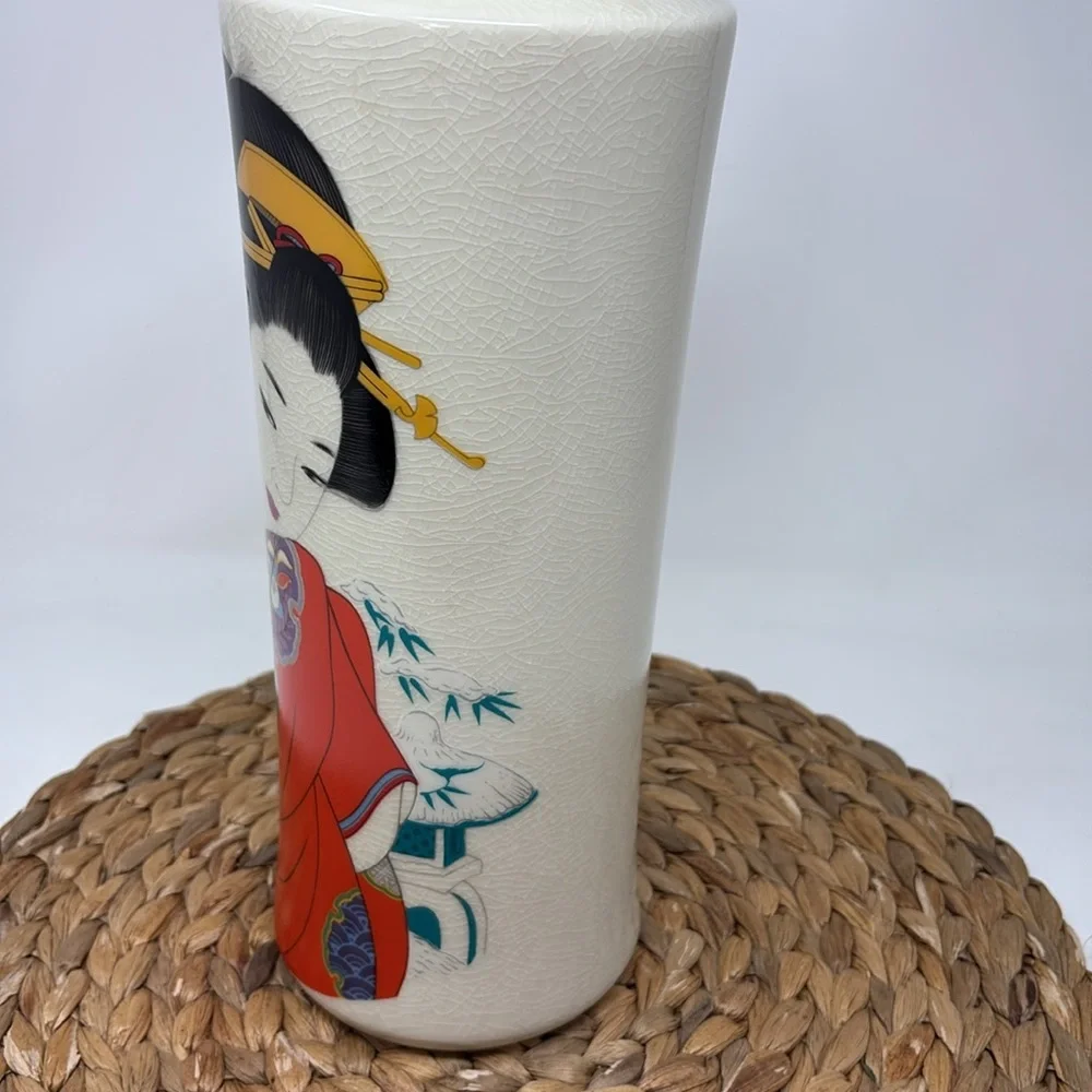 VINTAGE Japanese Geisha Girls Made in Japan Vase Signed by Eiwa Kinsei